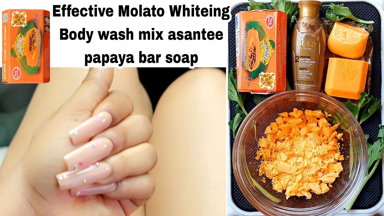 How to make molato whiteing body wash mixture assantee for whitening skin papaya soap body wash #diy