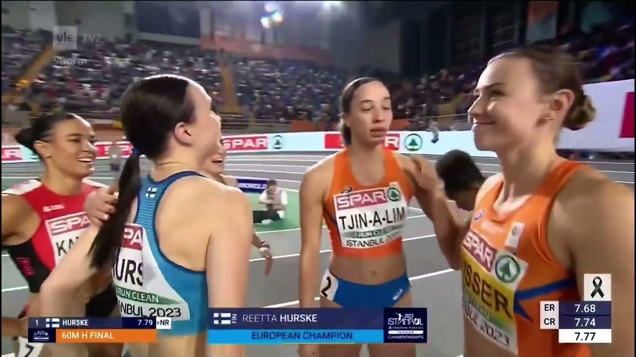 Reetta Hurske sisäratojen EM-kultaa 2023 (60m aidat)