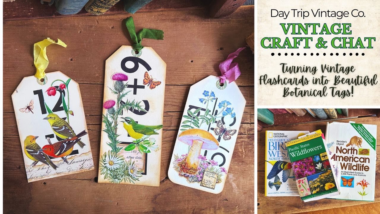Turning Vintage Flash Cards into Beautiful Botanical Tags | Junk Journal Ephemera Ideas #flashcards