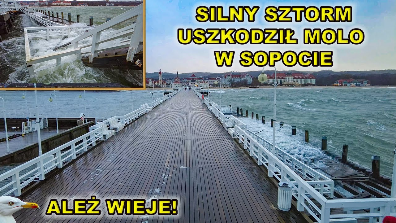 12.01. Gigantyczny sztorm uszkodził molo w Sopocie. Deski pływają po całej Zatoce Gdańskiej.