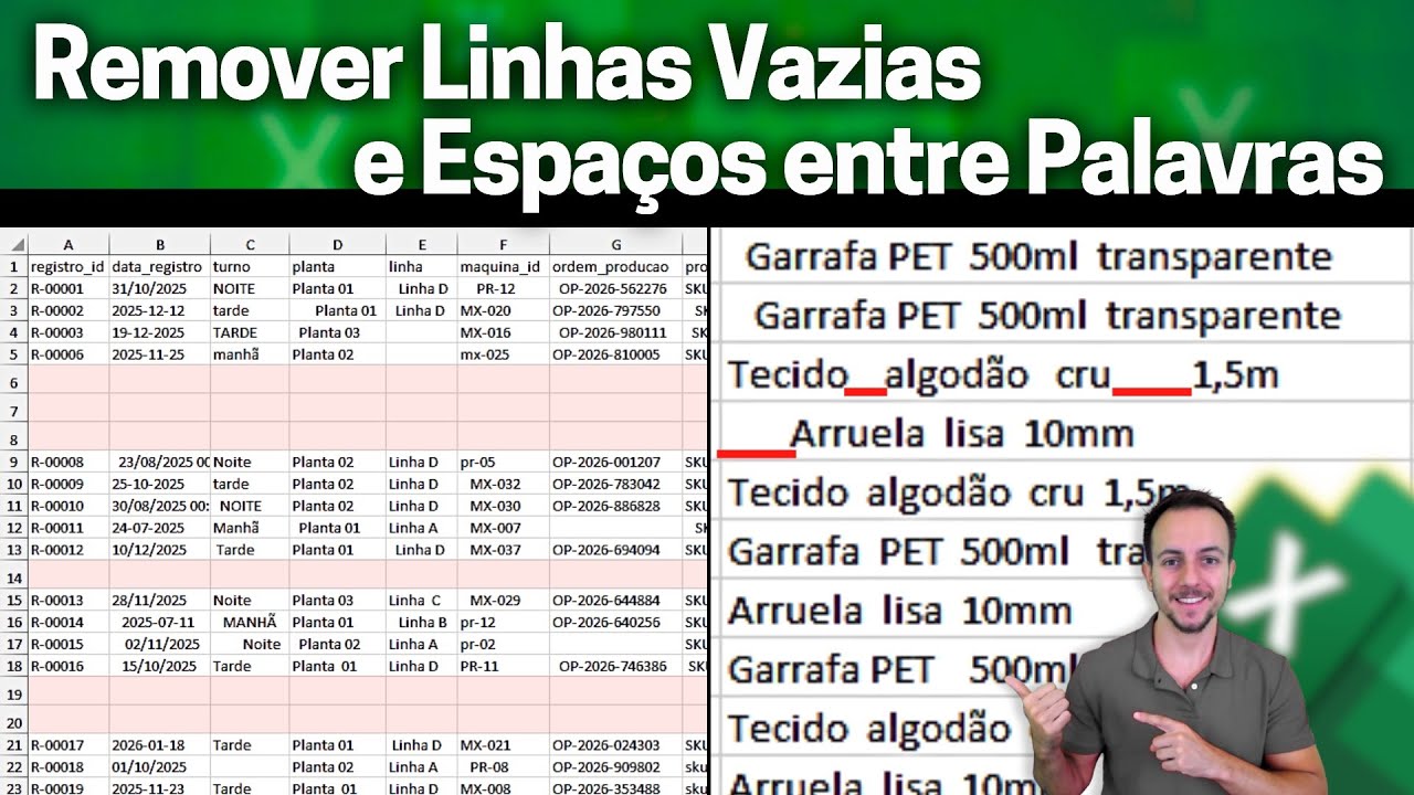 Limpar Base de Dados, Remover Linhas Vazias e Espaços Extras | 3 Métodos