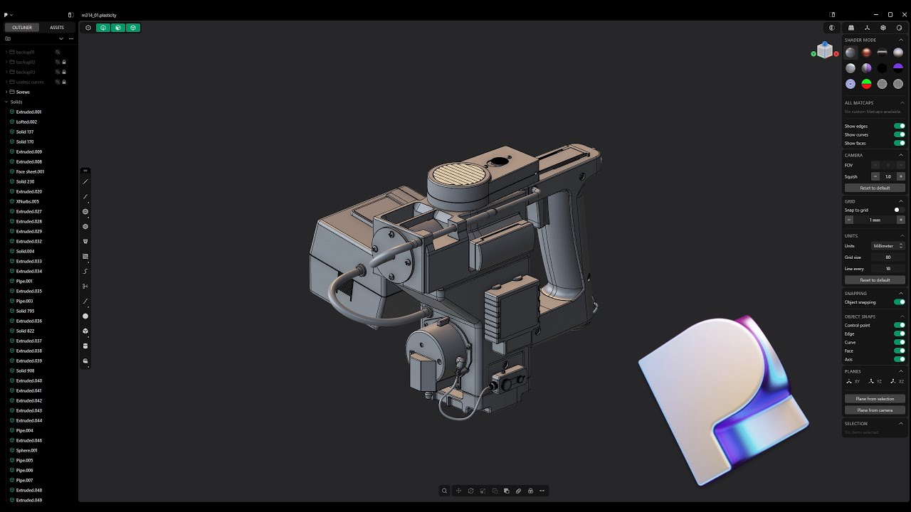 Aliens M314 Motion Tracker modeling timelapse - Plasticity