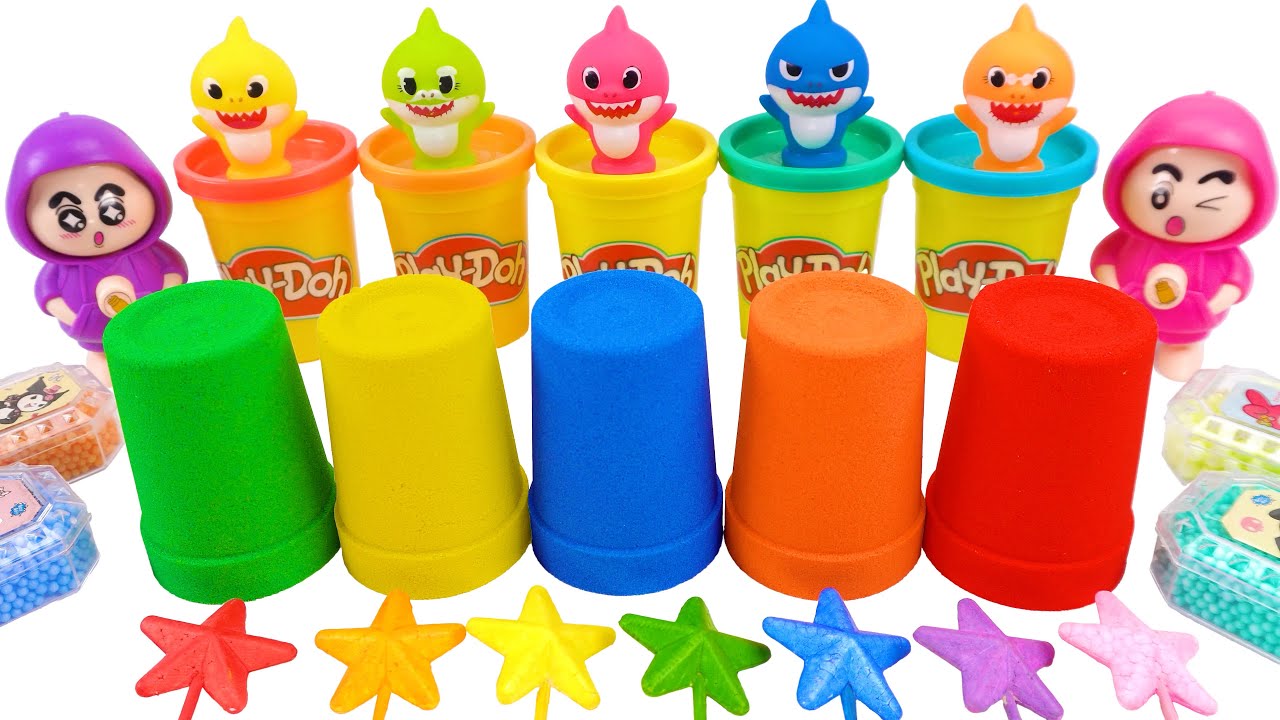 Satisfying With Rainbow Yorgurt Playdoh Kinetic Sand & Shin toys ASMR 🌈 Kinetic Sand Cutting