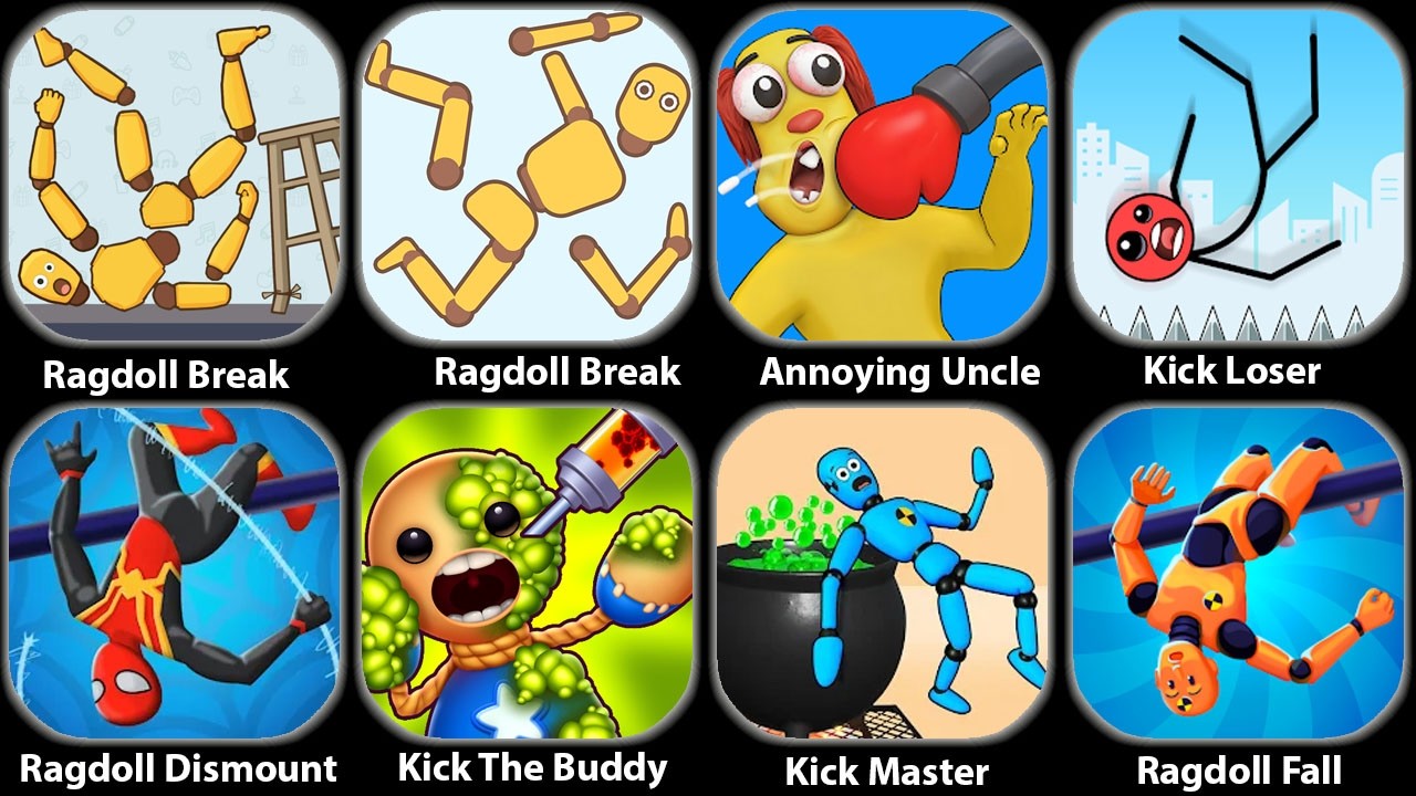 Roblox,Sprunki Survival,Ragdoll Falls,Ragdoll Break,Kick the Buddy,Annoying Uncle Punch,Kick Loser