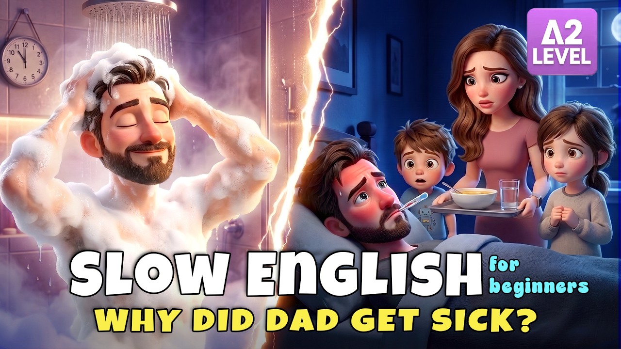 Dad Took a Shower Late at Night... Then This Happened! | Slow English Listening Story (A2 Level)