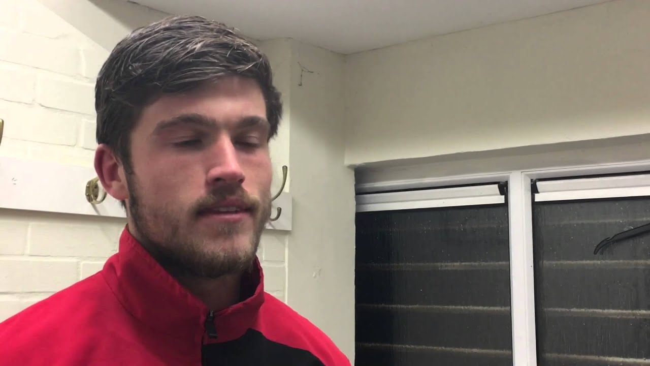 MotM Cameron Burgess (with the hiccups) reacts to the 2-0 win over Welling