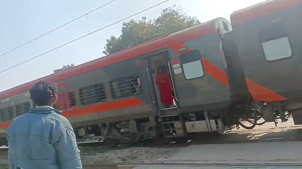 Kesari kheda crossing train passing video ।।