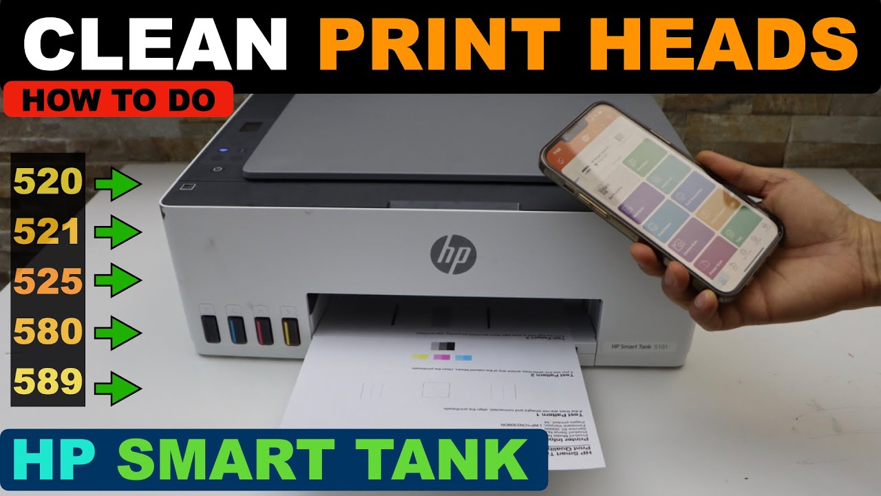 HP Smart Tank 520 | 525 | 540 | 580 | 585 | 589 и 590 Очистка печатающей головки и улучшение каче...