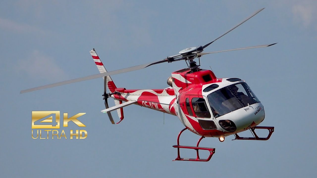 4 Eurocopter AS-350 Ecureuil OE-XTV OE-XCH OE-XGA OE-XPK arrival & departure Imkerei Raunig AirShow