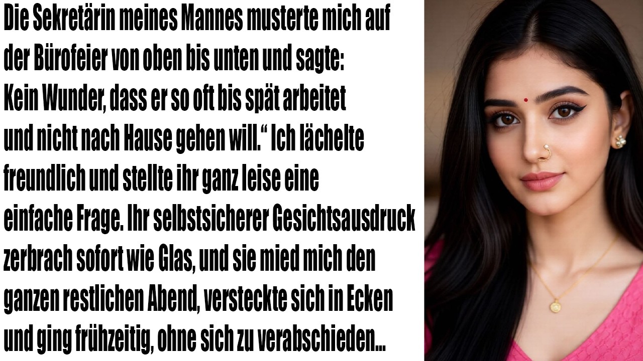 Beim Firmenfest verspottete mich die Sekretärin meines Mannes – eine ruhige Frage stoppte sie…