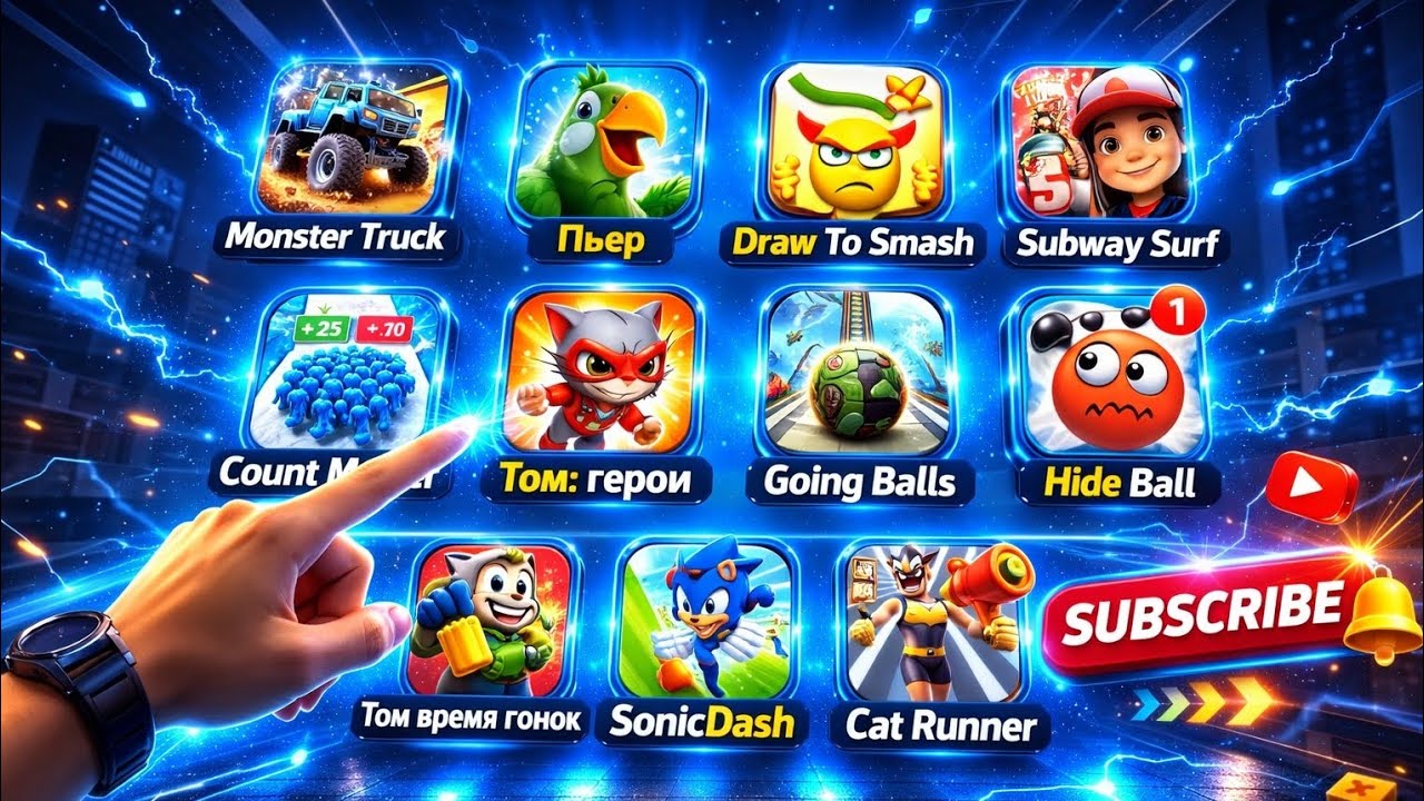 Monster Truck, Sonic Dash, Subway Surfers, Annoying Uncle, Drow To Smash, Count Master, Going Balls