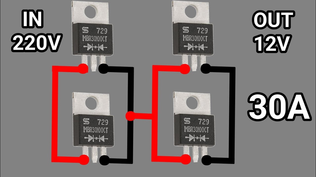 How To Make 220V To 12V 30A Battery Charger | Bridge Rectifier Circuit