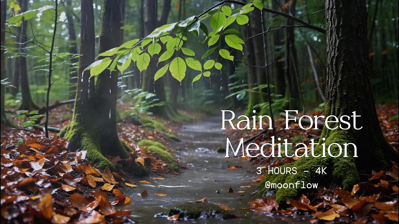 3 Hours Meditation Music & Rain Sounds with Soft Thunder 🌧️ Deep Sleep & Relaxation