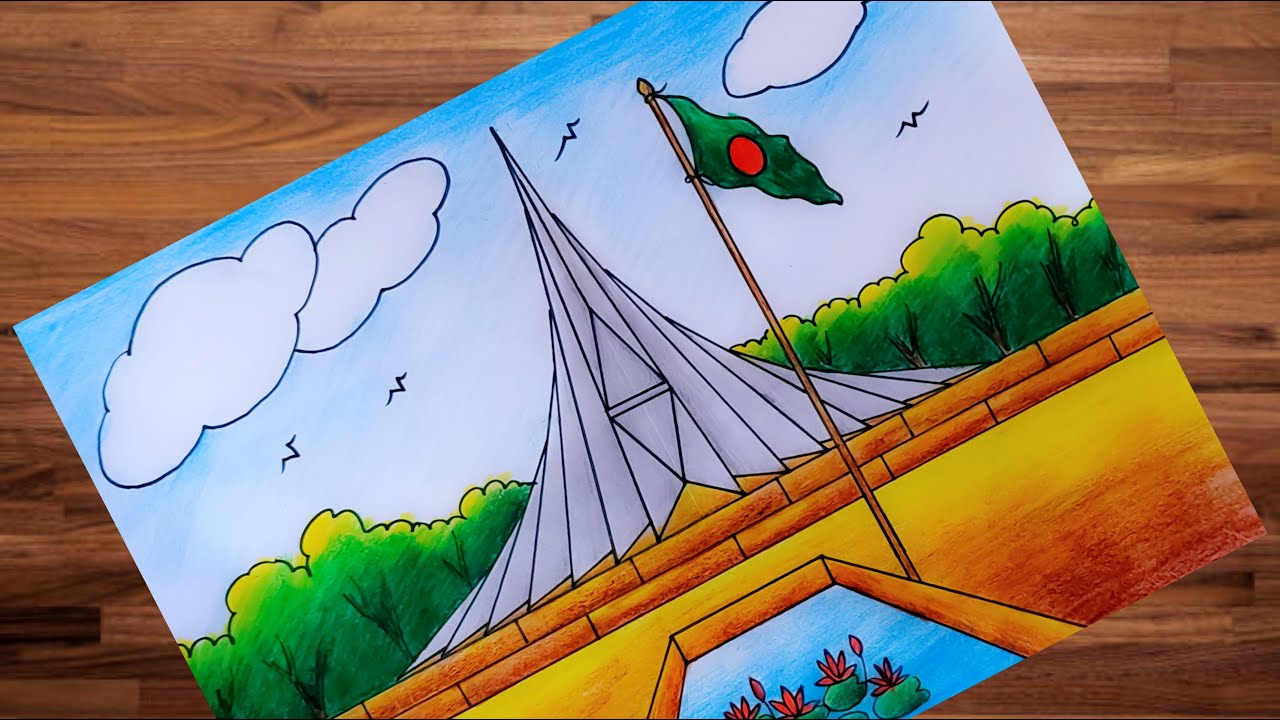 How to draw the National Memorial/monument (স্মৃতিসৌধ) of Bangladesh