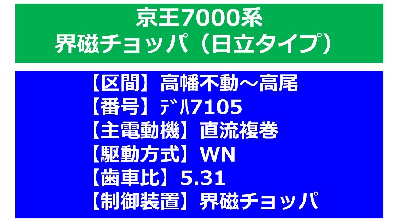 【鉄道走行音】京王7000系_界磁チョッパ