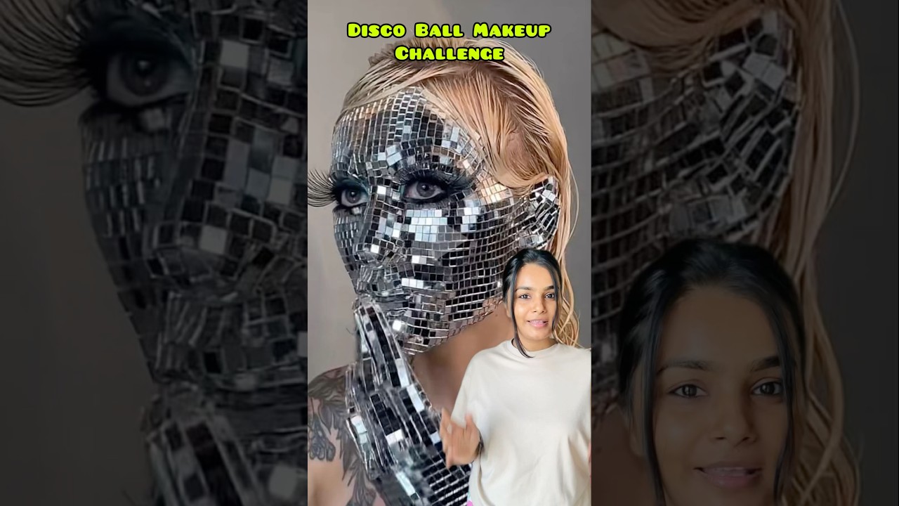 DIY Disco Ball Makeup 😱 #crafteraditi #DIY #discoballmakeup #challenge #shorts @CrafterAditi