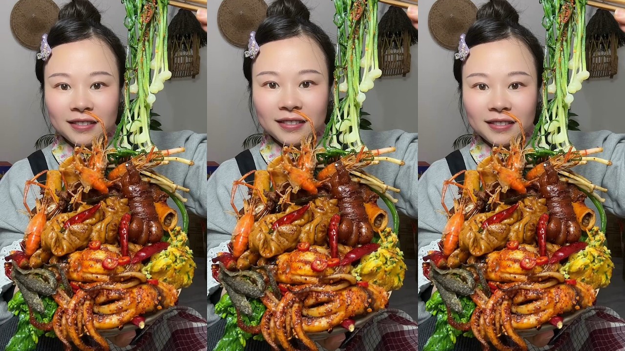 🔥 Homemade Mukbang | Braised Pork, Water Spinach, Eggs & Super Spicy Chili 🌶️ | Super delicious