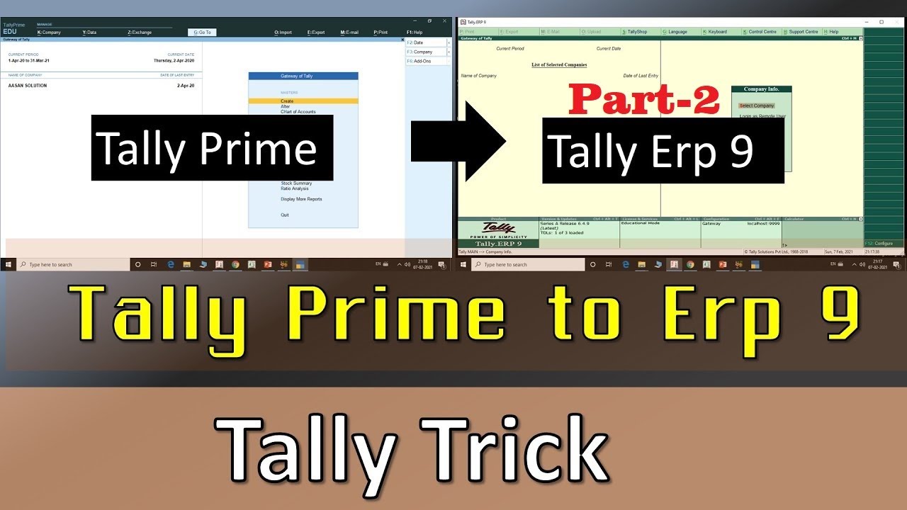 How to move data reverse from Tally Prime to Tally Erp 9 - data back into tally erp 9 Part-2