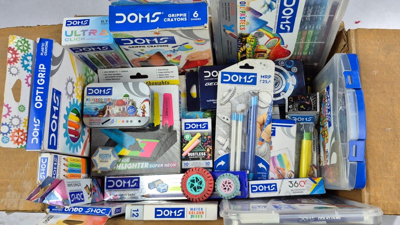 DOMS Stationery Collection🥰Colours Kit, Crayons, Pencil Color, Geometry, Sharpener, Eraser, Brush