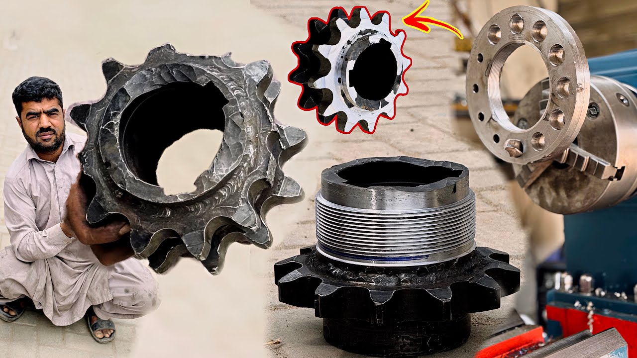 The Master Mechanic Revealed On His lathe To Repair broken Duplex chain sprocket&hellip;