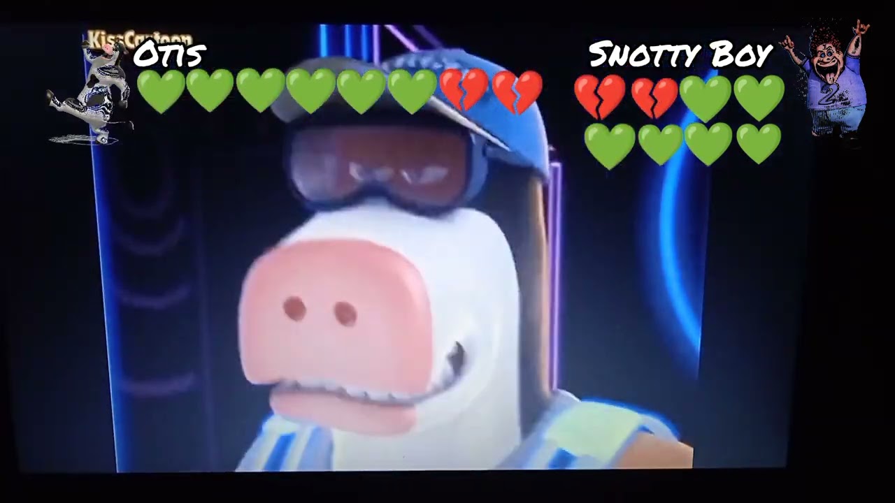 Back at the Barnyard - The laser tag fight of Otis vs. Snotty Boy with healthbars