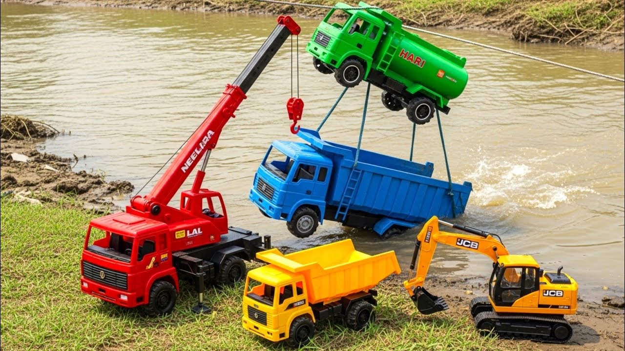 New Bharatbenz Tata Dumper Truck Accident Pulling Out Jcb  3DX l Jcb 3DX Tractor cartoon video l 