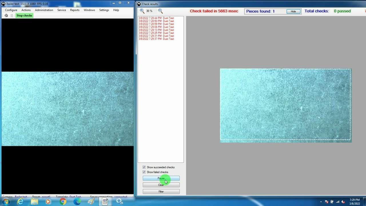 Dust & Oil particles detection test