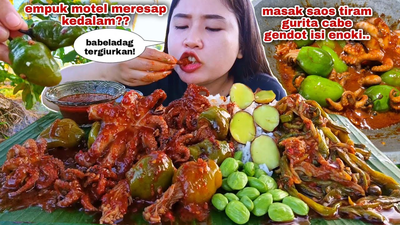 NIKMAT DIPADUKAN 🤤 GURITA CABE GENDOT ENOKI SAOS TIRAM LALAPAN JENGKOL MENTAH CAMPUR PETE