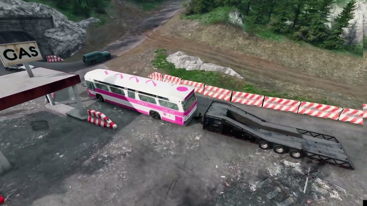Bus trailer vs cliff road  #beamngdrive