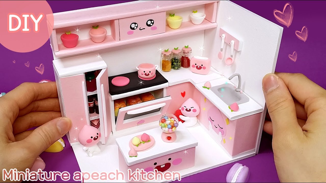 [DIY Miniature kitchen -  Apeach ]주방에 복숭아향기 가득! 이번엔 주방이다!! 미니어쳐 어피치 주방을 만들어 봅시다