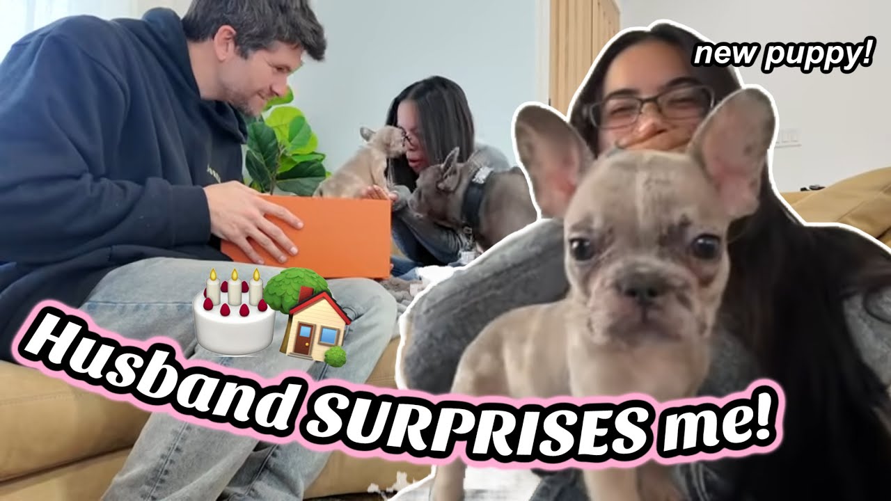 Husband SURPRISES ME with PUPPY for my BIRTHDAY?!