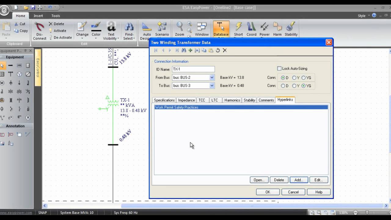 One-Line Diagrams (Part 2): Equipment Data Entry