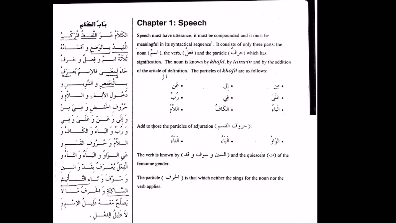 Al Ajroomiyah: Arabic Grammar (part 1)