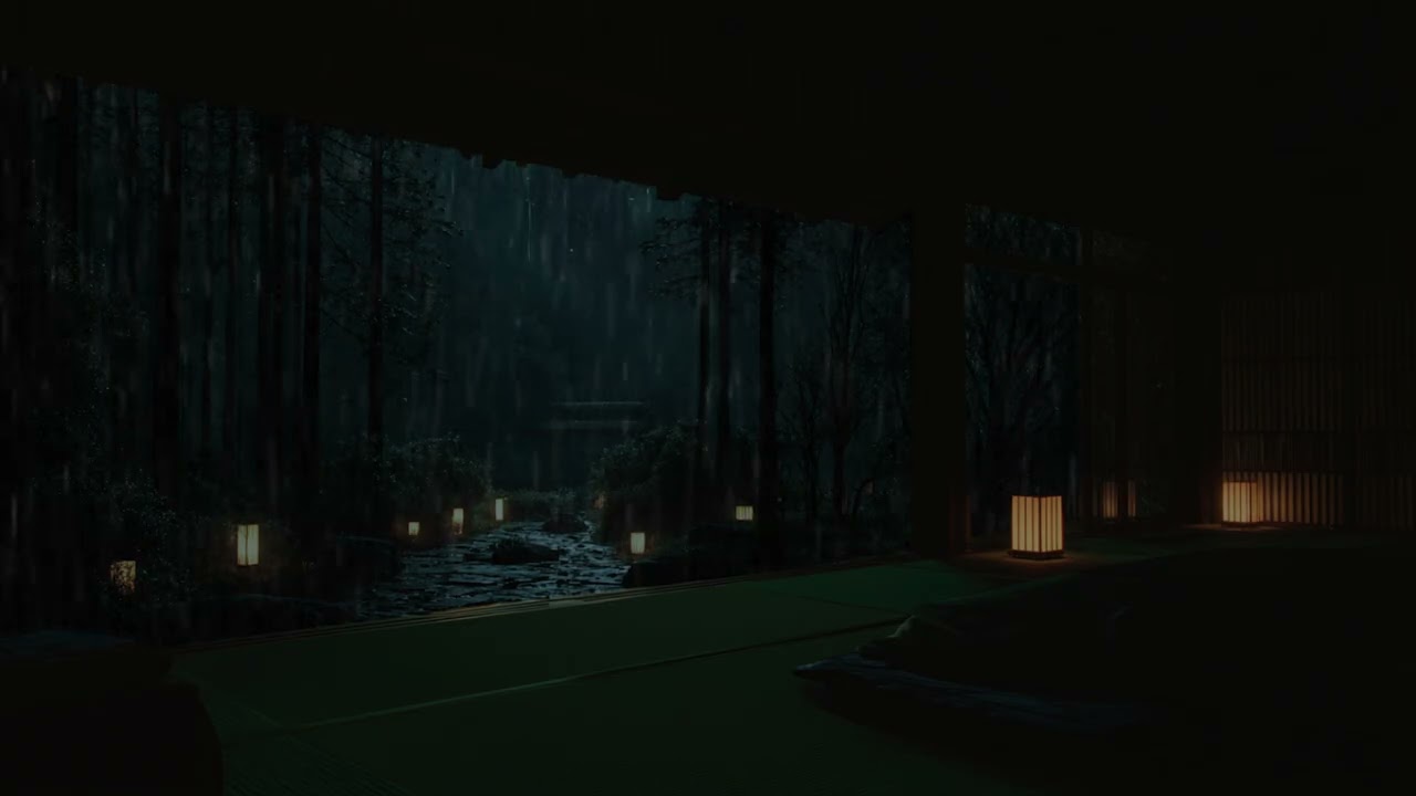 Heavy Rain at Midnight  | Dark Room Sounds for Deep Sleep & Insomnia Relief