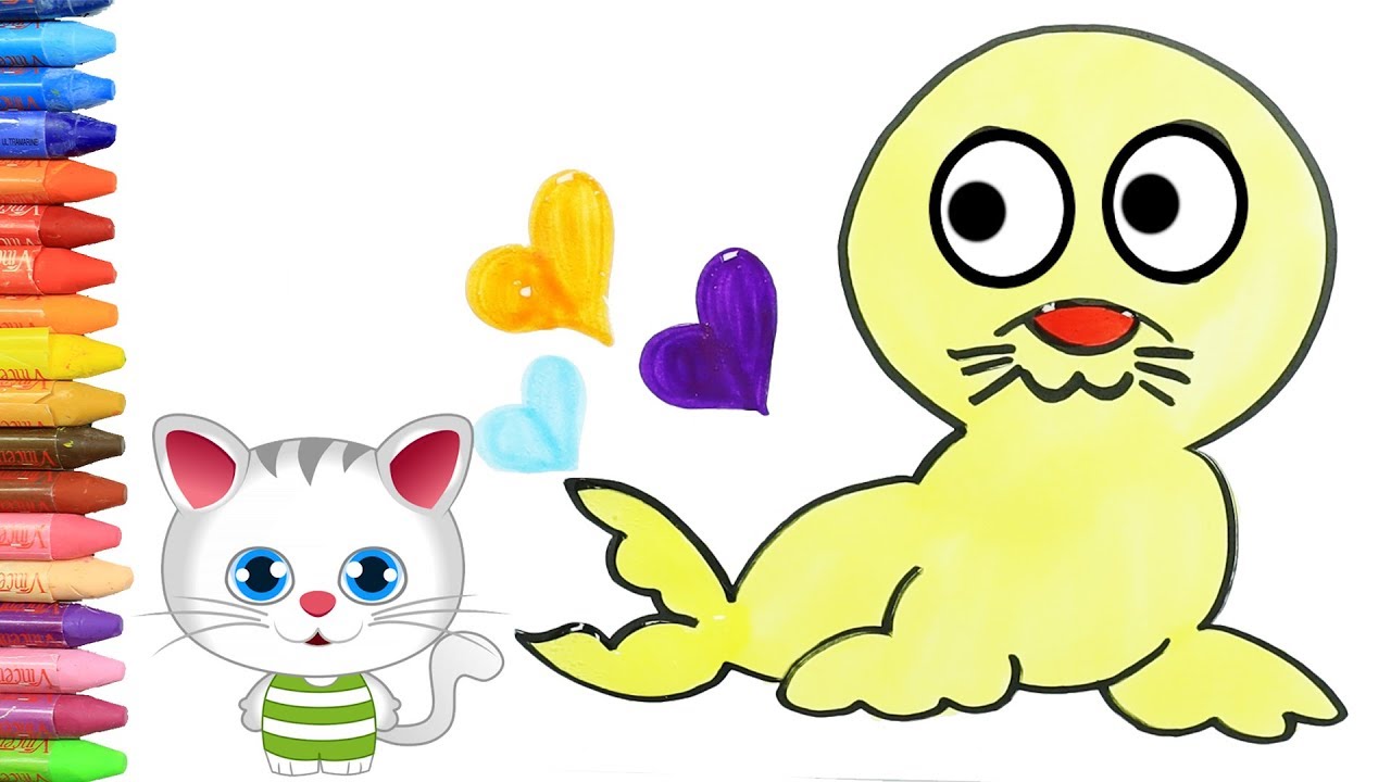 La Foca | Come disegnare e colora per i bambini 🎨 con MiMi 😺