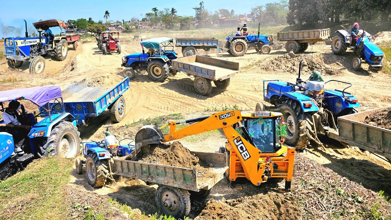 Jcb 3dx Xpert Loading Field Mud And | Mahindra 575 | Sonalika Sikandar | Swaraj 744 And 735 Tractor