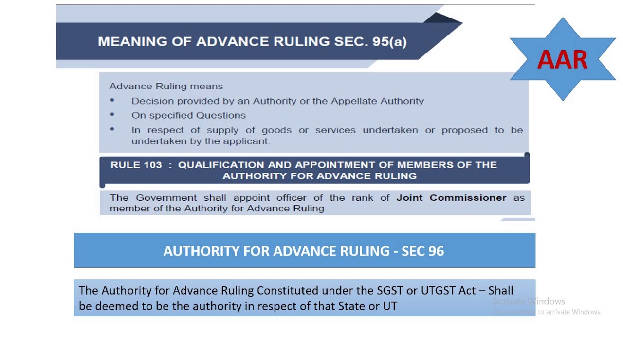 GST Advance Ruling in Tamil - Part I