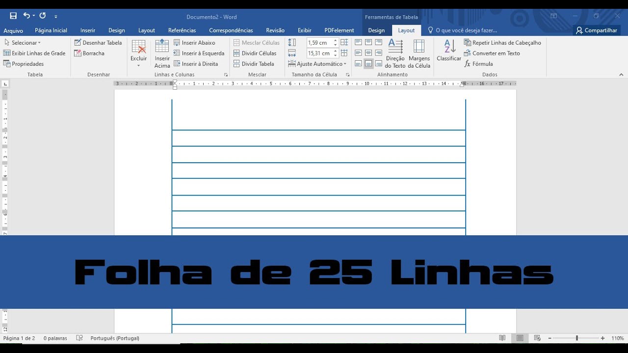 Como fazer Folha de 25 Linhas