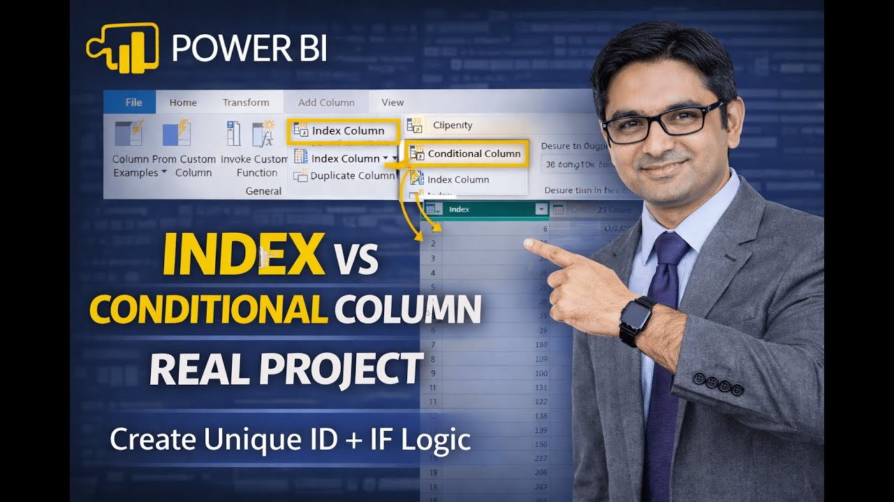 Power BI Index Column & Conditional Column Explained | Real Project Example