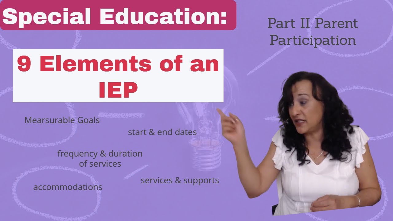 Special Education: Part II Parent Participation: 9 Elements of an IEP