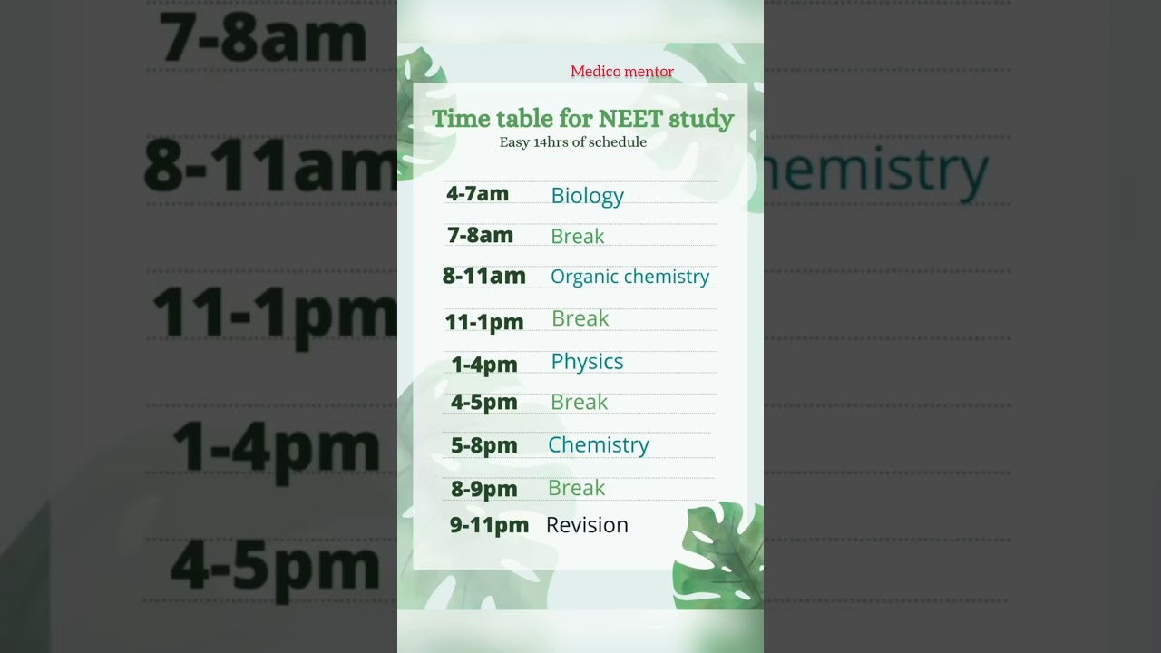 Time table for neet 2026 study #neet #neetaspirents #inspireneet #motivation #neet2026