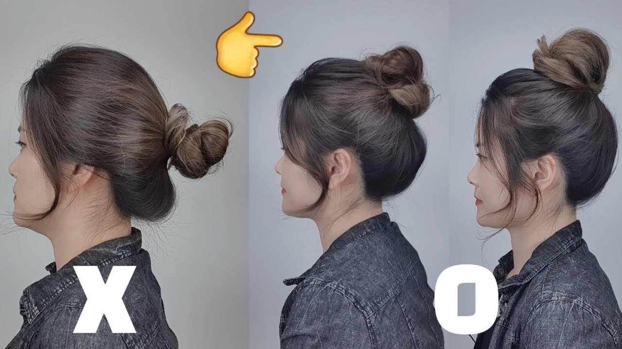 똥머리 예쁘게 묶는법:) 길고 숱많은 머리 하이번 2가지 Self hairstyles/UPDO