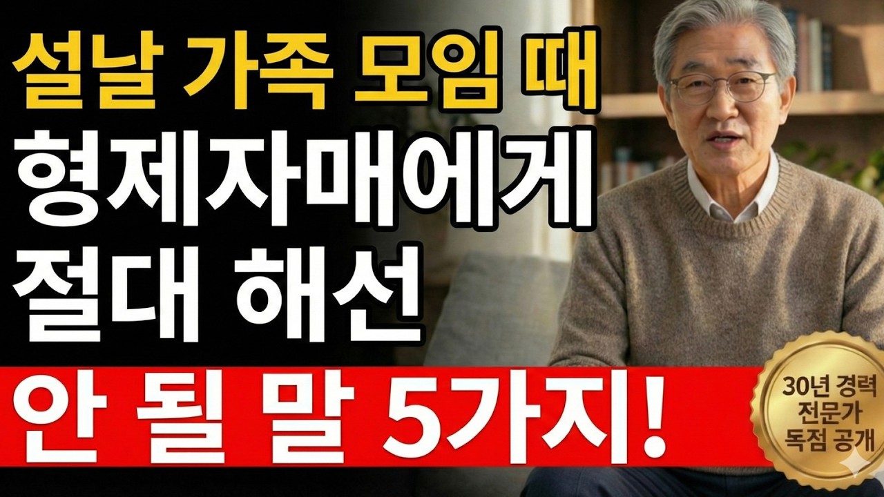 설날 가족 모임 때 차라리 속으로 삼키세요, 형제자매에게 절대 하면 안 되는 말 5가지, 후회하기 전에 꼭 보세요!