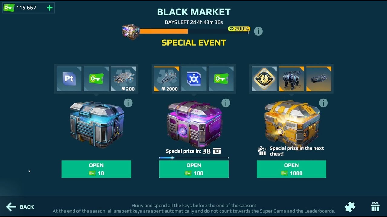 100,000+ Keys Black Market Chest Opening in War Robots