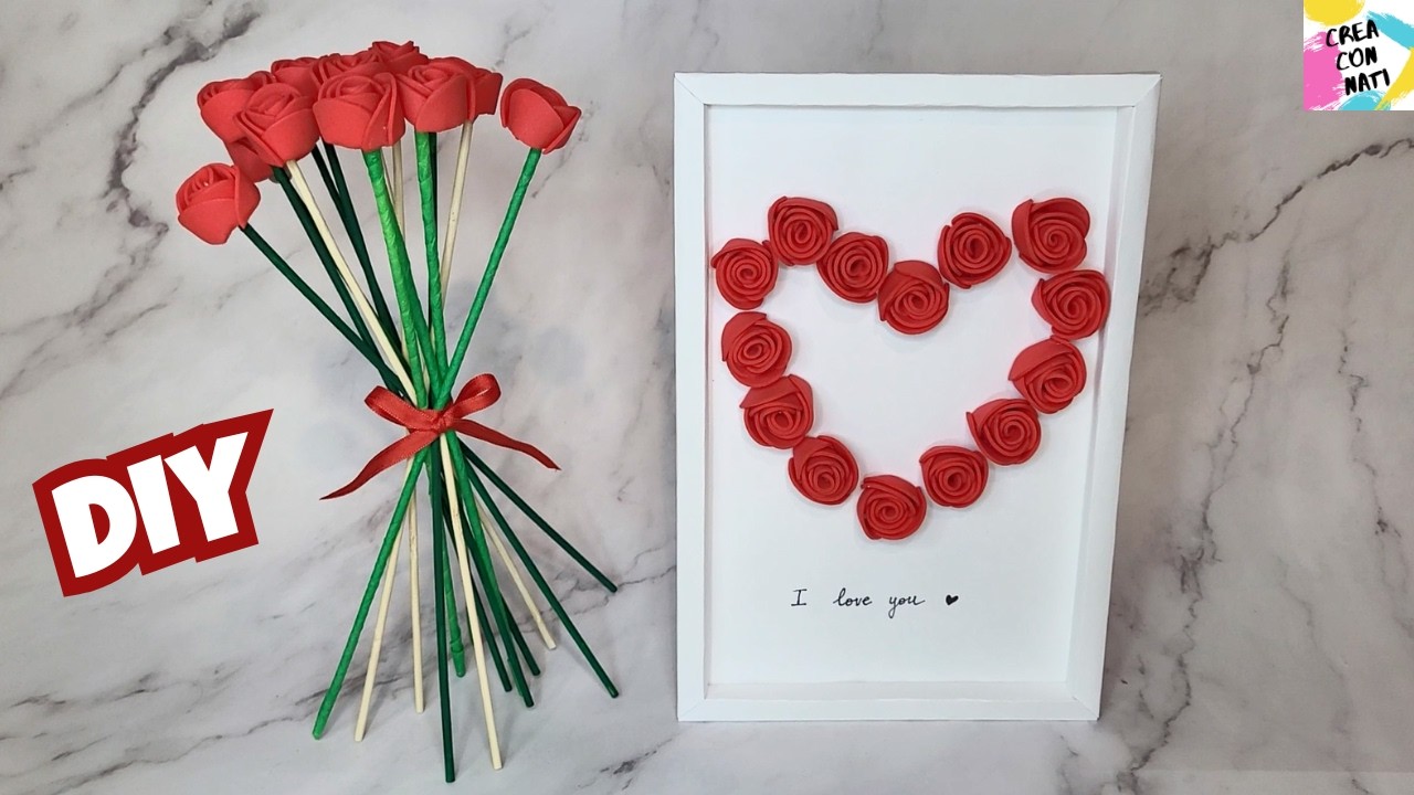 🌹 Cómo hacer una ROSA de GOMA EVA | REGALO FÁCIL y ECONÓMICO | DIY para el Día de la Madre