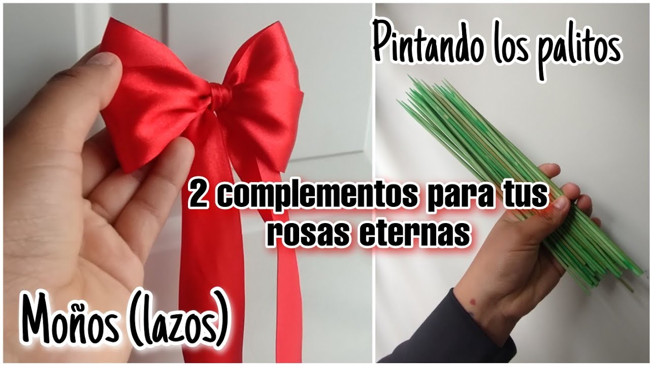 Moños para Rosas Eternas 🌹 Palitos verdes con papel china