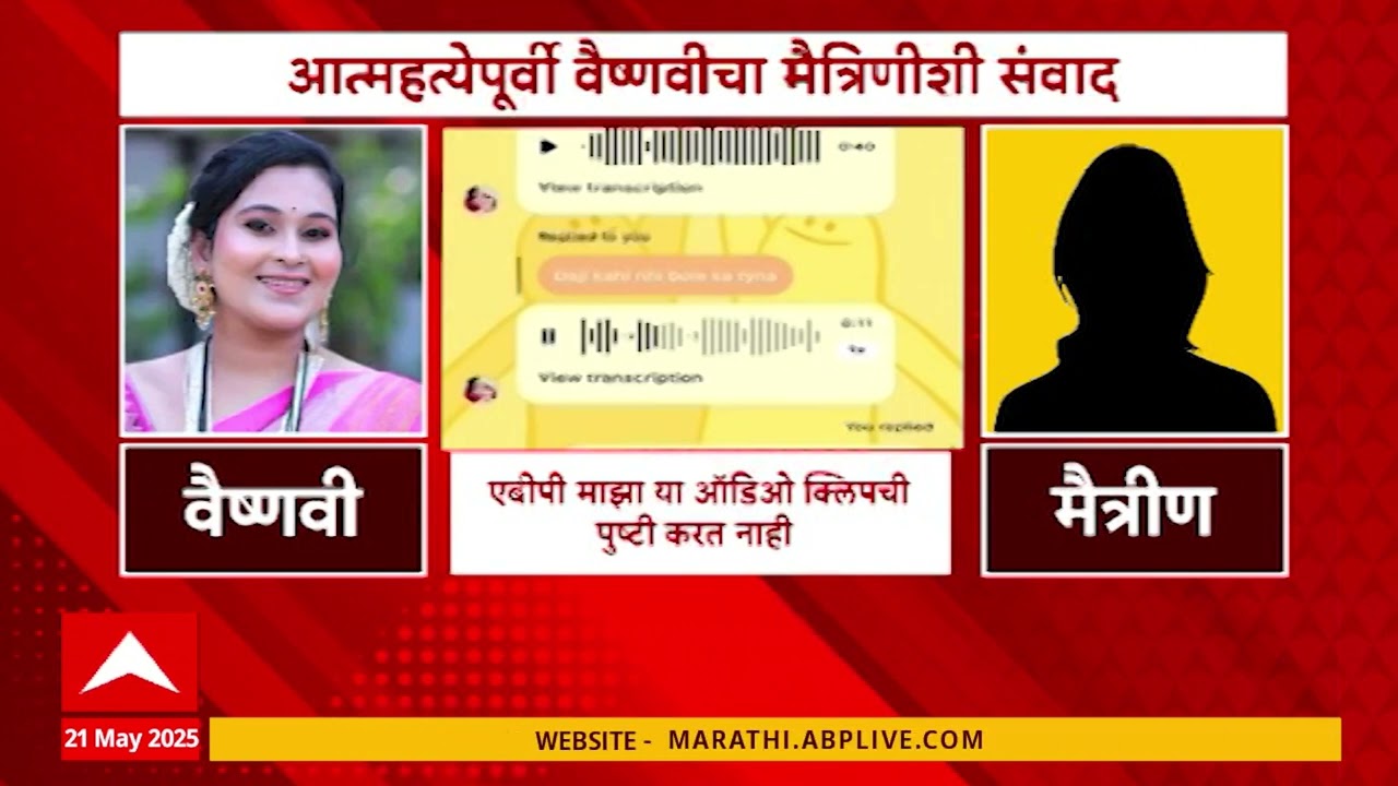 Vaishnavi Hagawane Call Audio Clip : वैष्णवी हगवणेची मृत्यूपूर्वीची ऑडिओ क्लिप व्हायरल