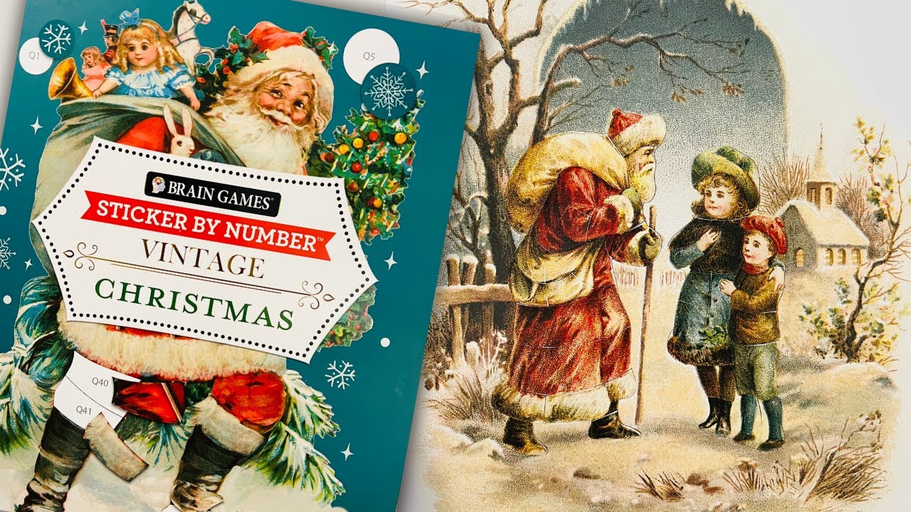 TRAVELING SANTA STICKERS | Vintage Christmas | Sticker by Number | Brain Games | NO TALKING