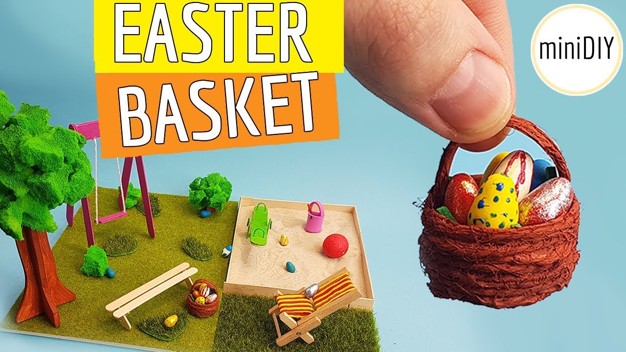 DIY Miniature Easter Basket Easter Eggs and Zen Garden
