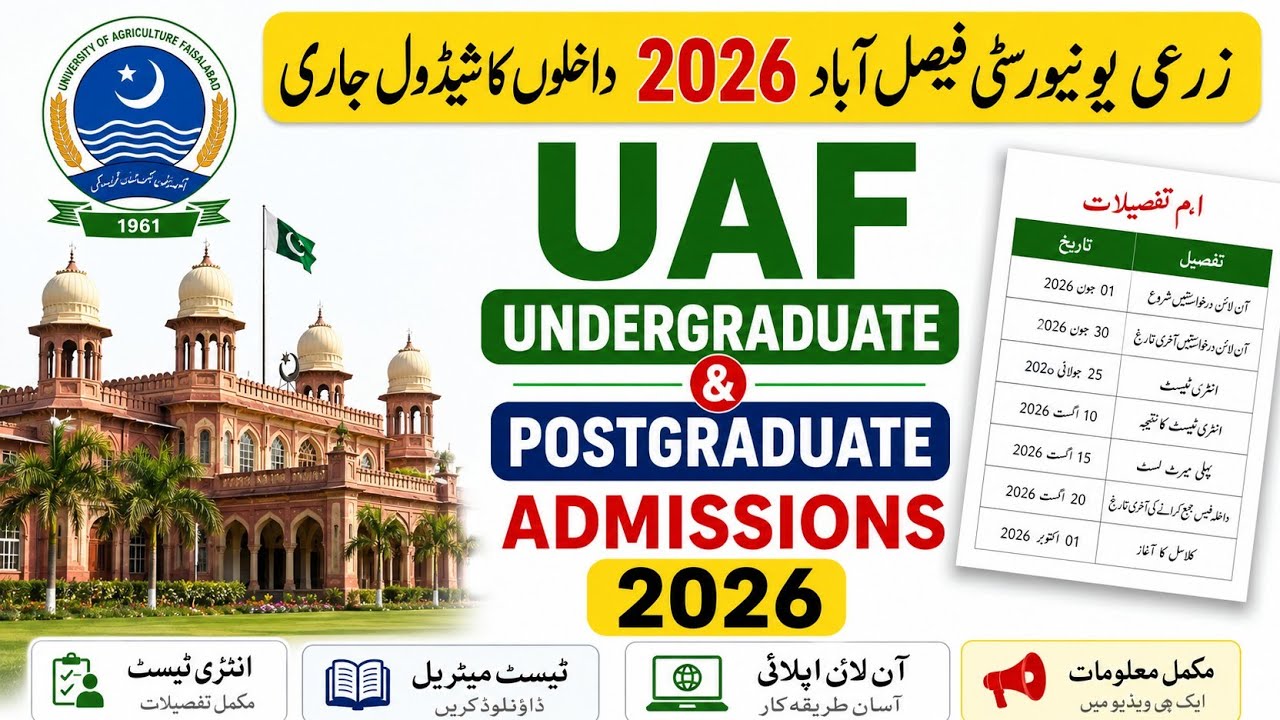 UAF Undergraduate & Postgraduate Admissions 2026 | University of Agriculture Faisalabad